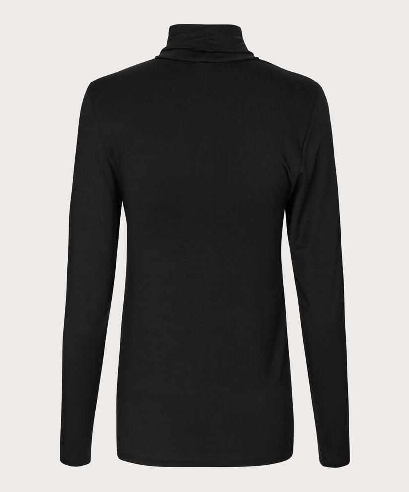 Rollkragenbluse Aus Weichem Jersey, Black