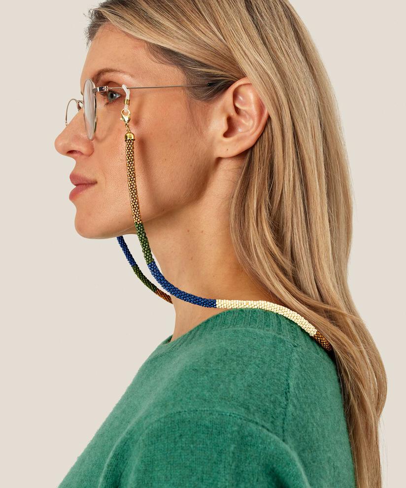 Brillenband mit kleinen Glasperlen, Four Clover