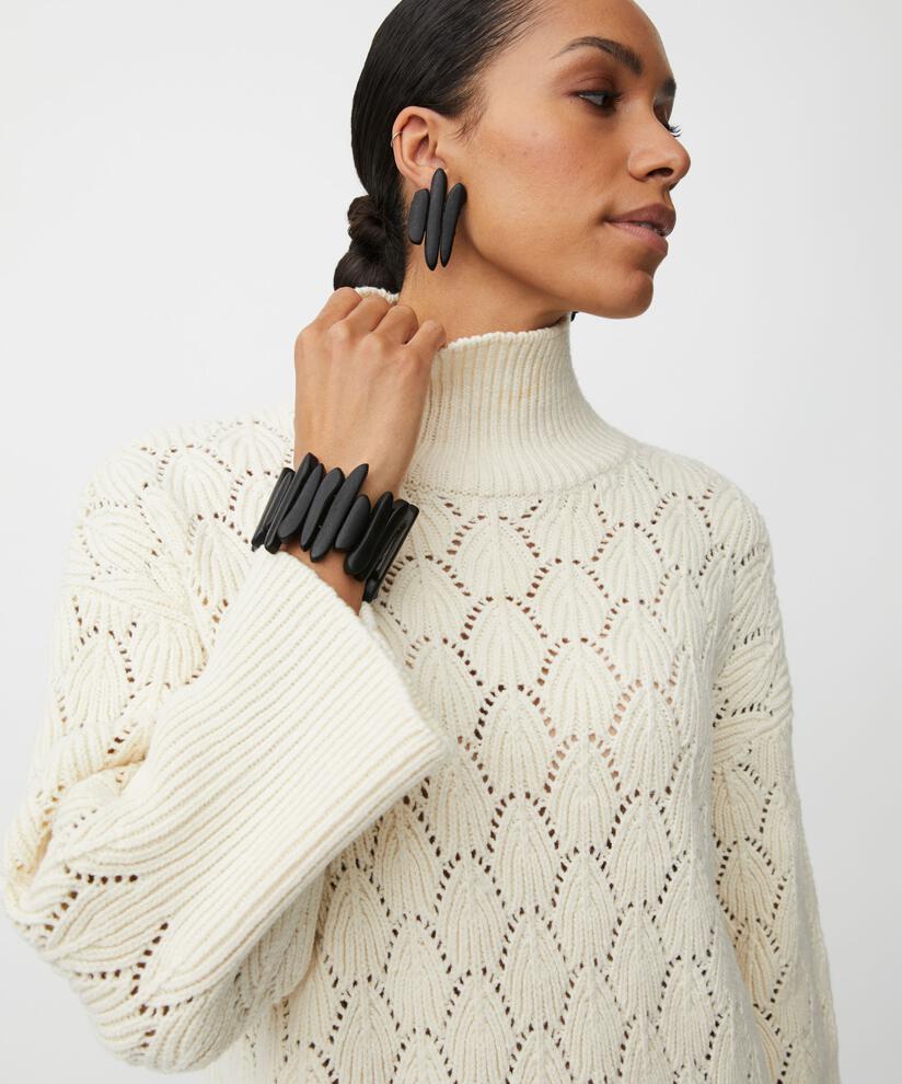 Ohrringe mit schwarzen Holzperlen, Black