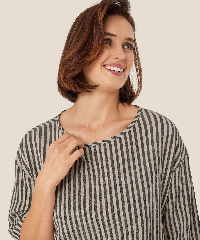 Gestreiftes Top aus Baumwollmischung, Black