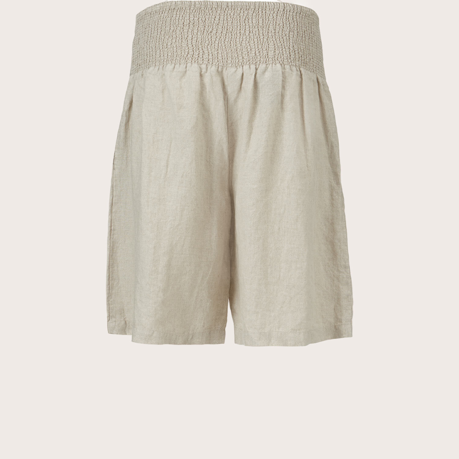 Leinenshorts Mit Gesmoktem Gummizug Hinten, Natural