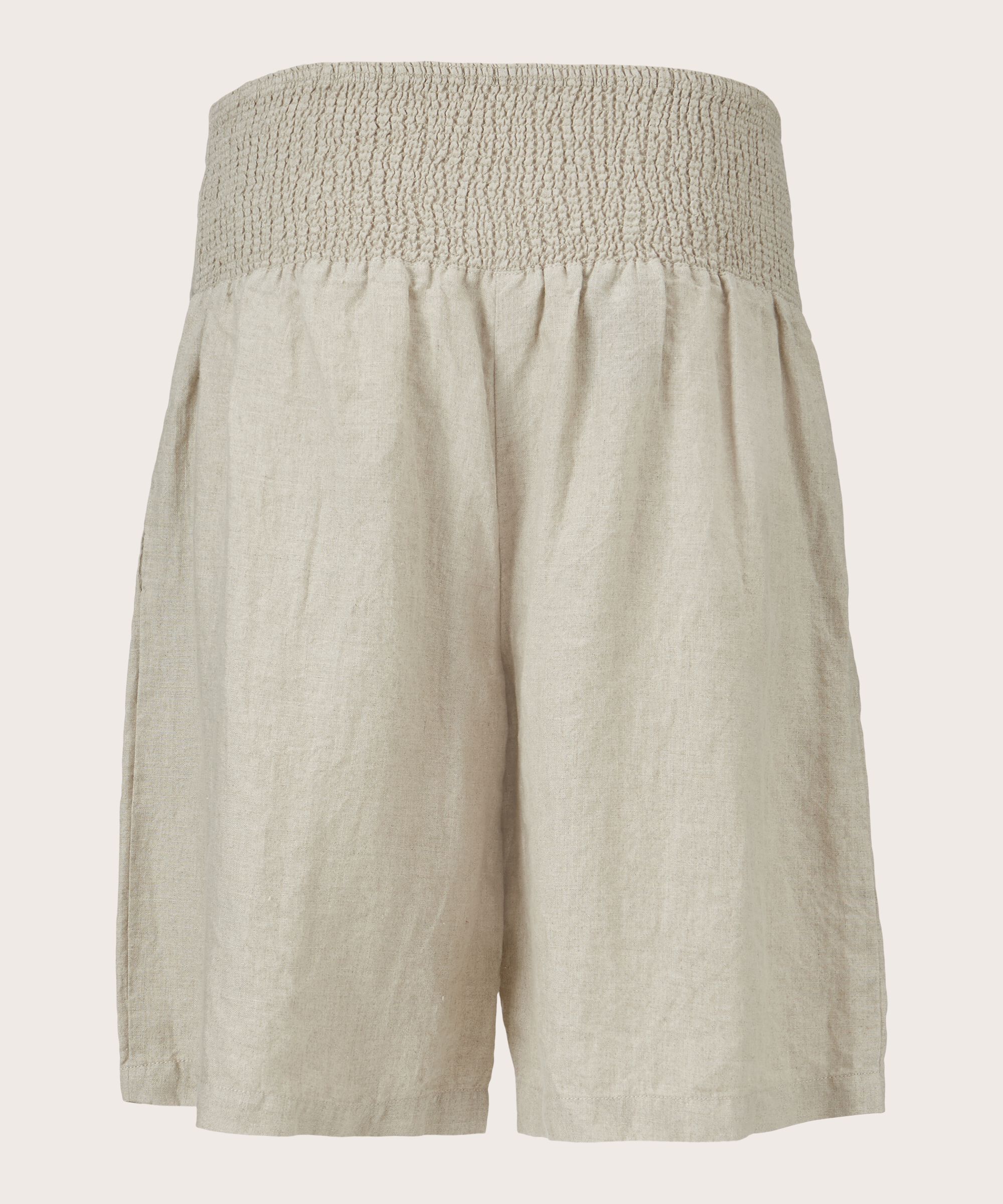 Leinenshorts Mit Gesmoktem Gummizug Hinten, Natural