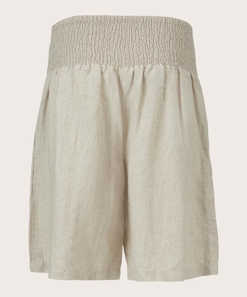 Leinenshorts Mit Gesmoktem Gummizug Hinten, Natural