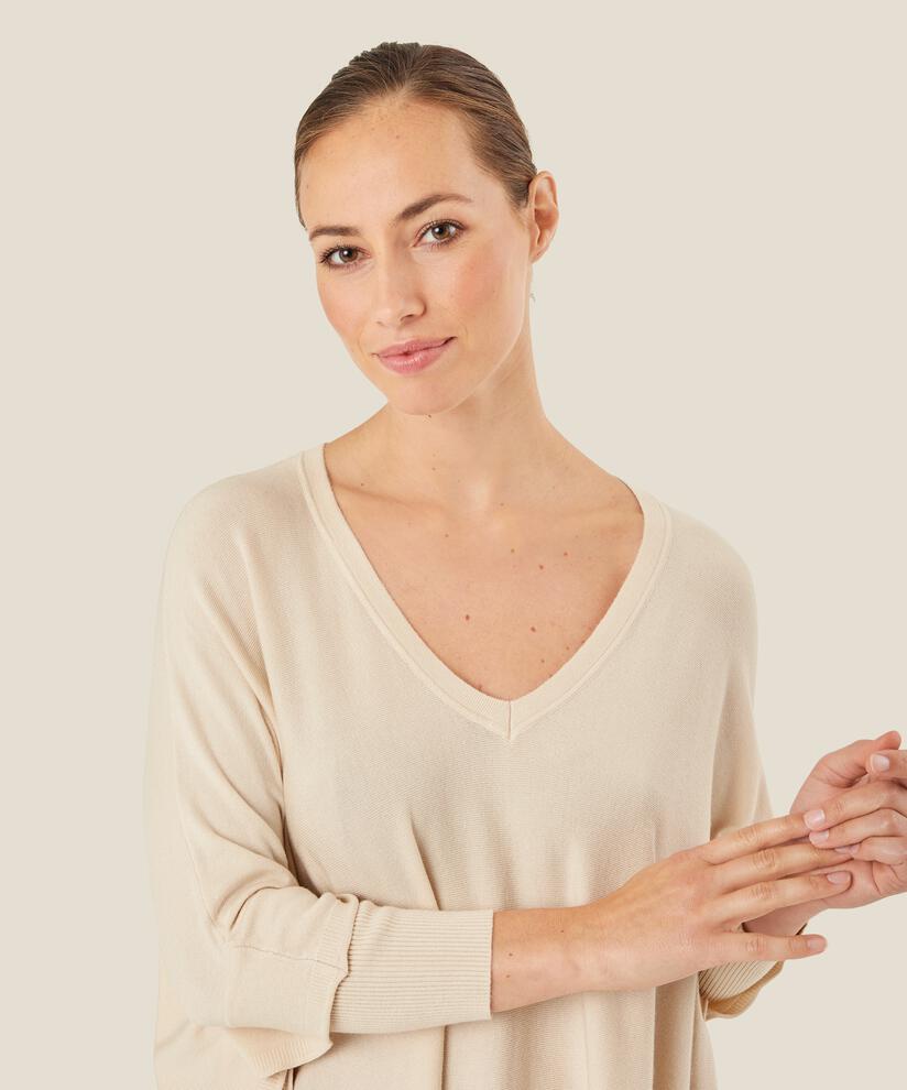 Oversize-Strickpullover mit schmalen Ärmeln, Whitecap