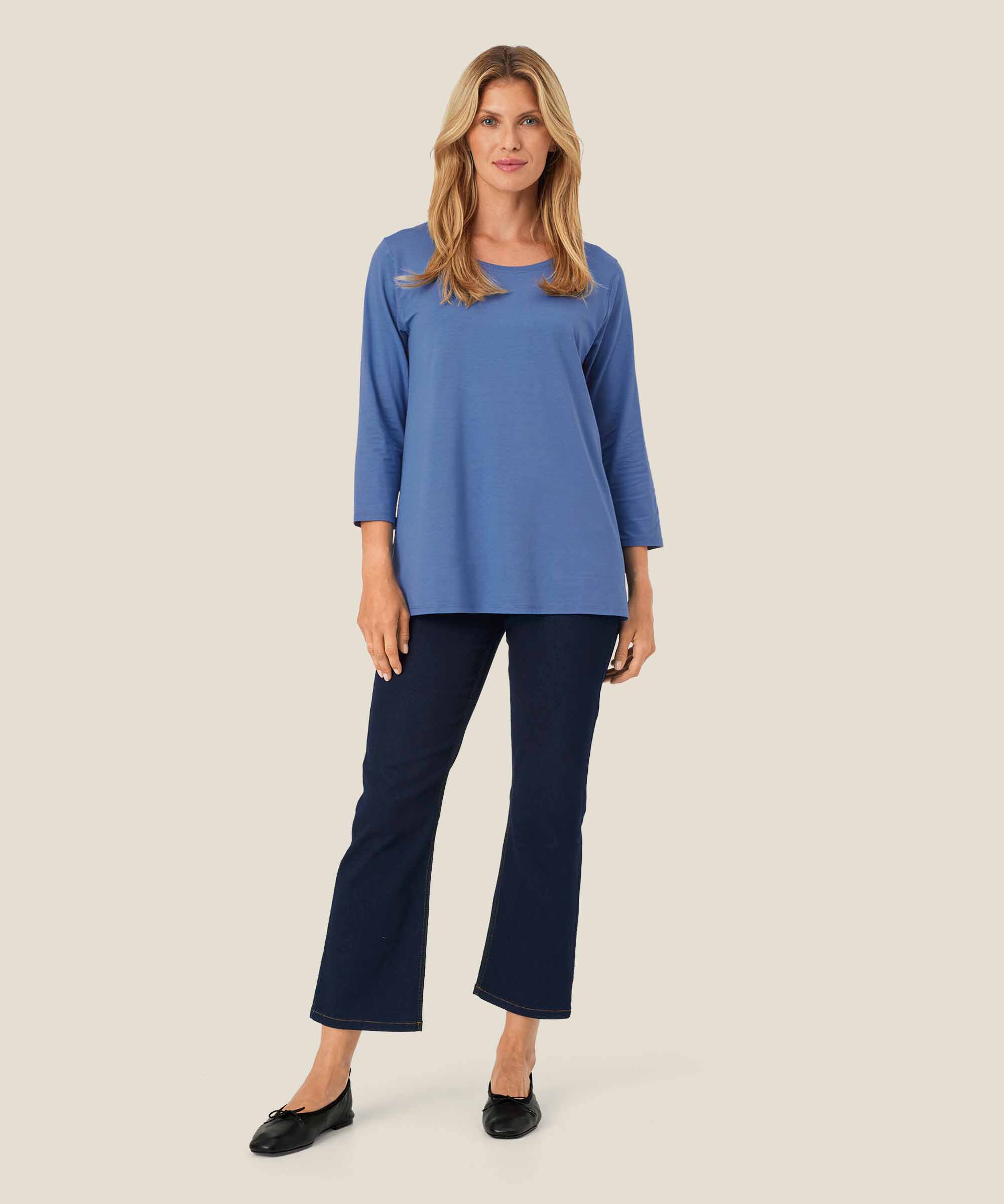 Shirt mit rundem Hals, Federal Blue