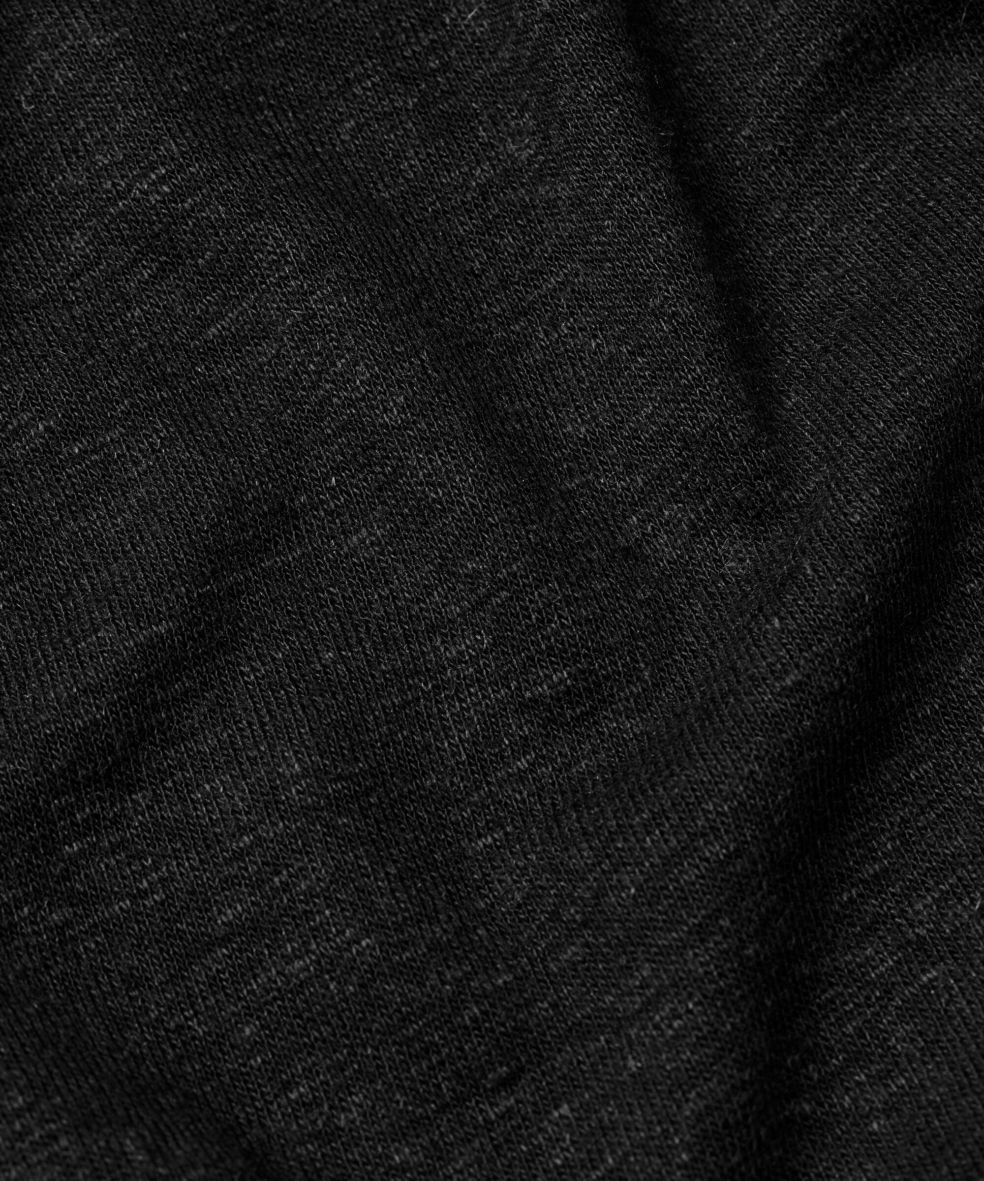 Top aus Leinenmischung mit Rundhalsausschnitt und 1/2 Ärmeln, Black