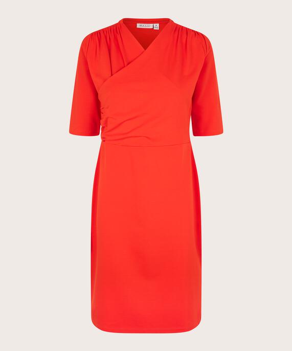 Jerseykleid mit Wickeleffekt am Oberteil, Orange com