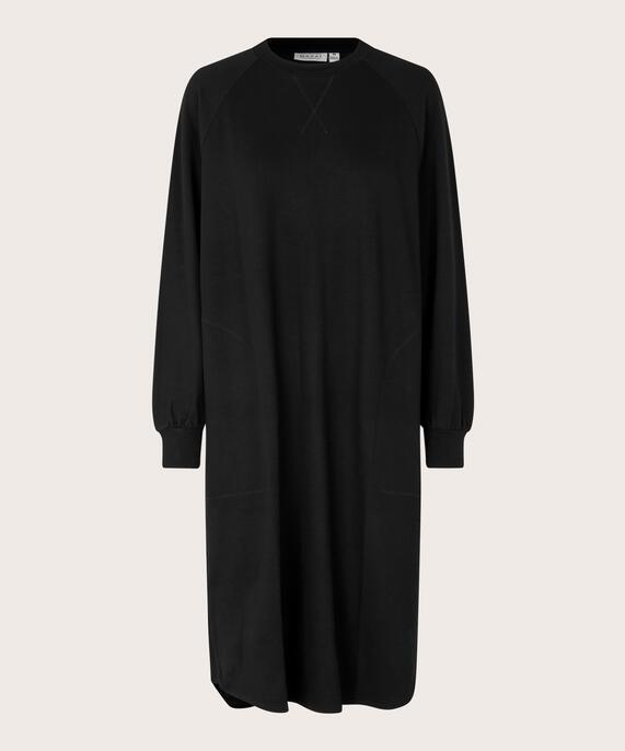 lässiges Jerseykleid mit Rund hals, Black
