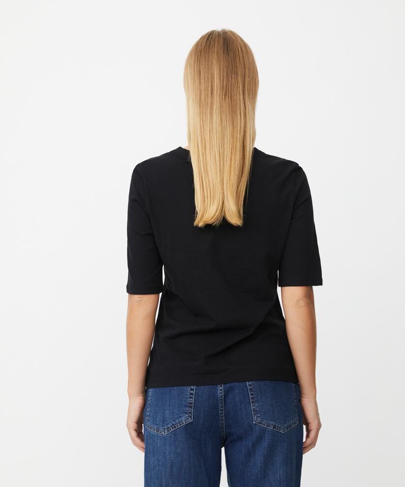 T-Shirt mit V-Ausschnitt und 1/2 Ärmeln, Black