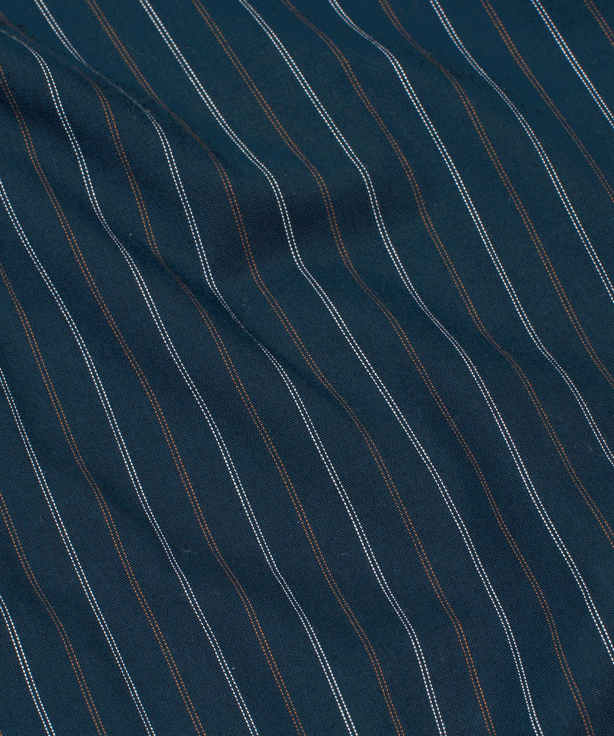 Nadelstreifen-Baumwollhemd mit längerem Rücken, Navy Blazer