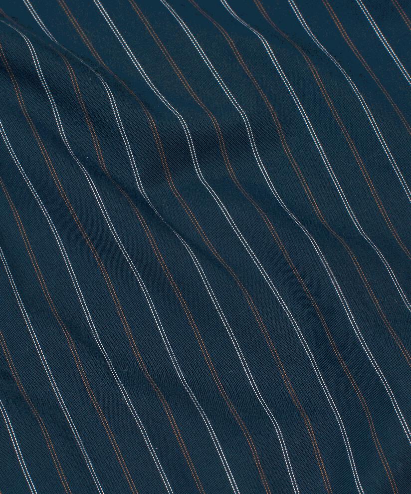 Nadelstreifen-Baumwollhemd mit längerem Rücken, Navy Blazer