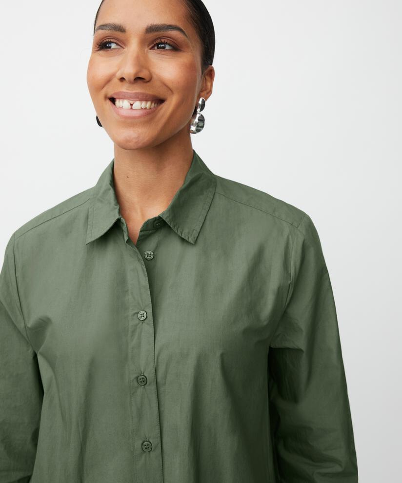 Baumwollshirt mit längerem Rücken, Duck Green