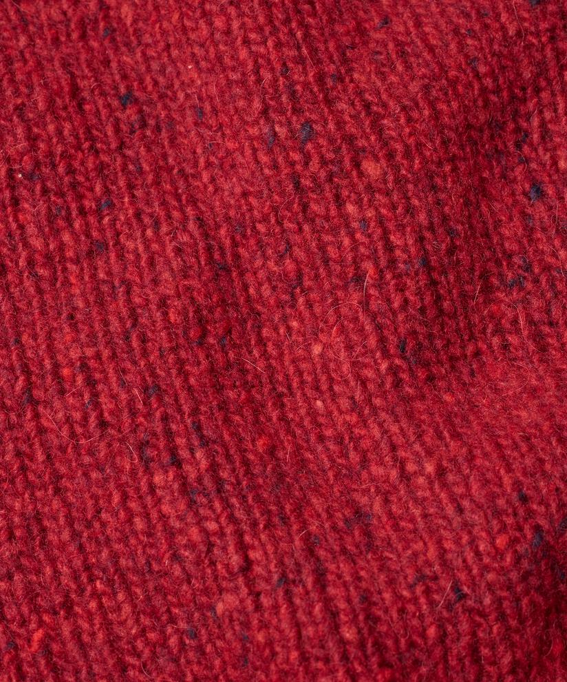 Rollkragenpullover aus Wollmischung mit gerippten Kanten, Red Dahlia