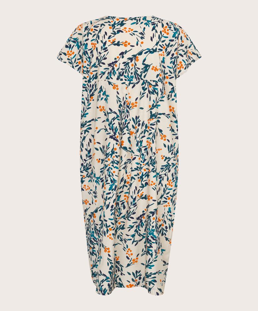 Kleid aus bedruckter Viskose mit V-Ausschnitt, Russ Orange