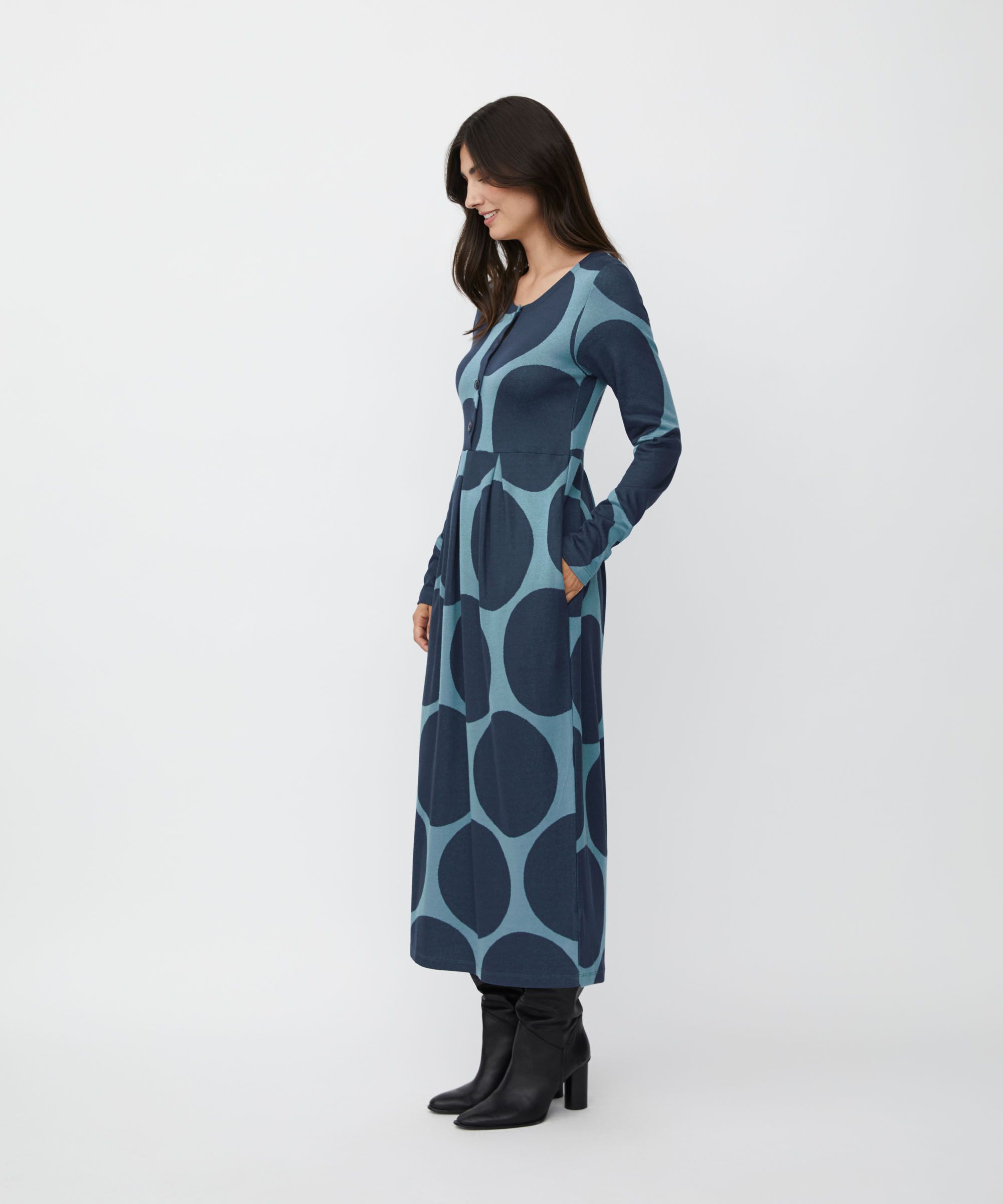 Tulpenkleid Aus Jersey Mit Knöpfen, Proven Blue