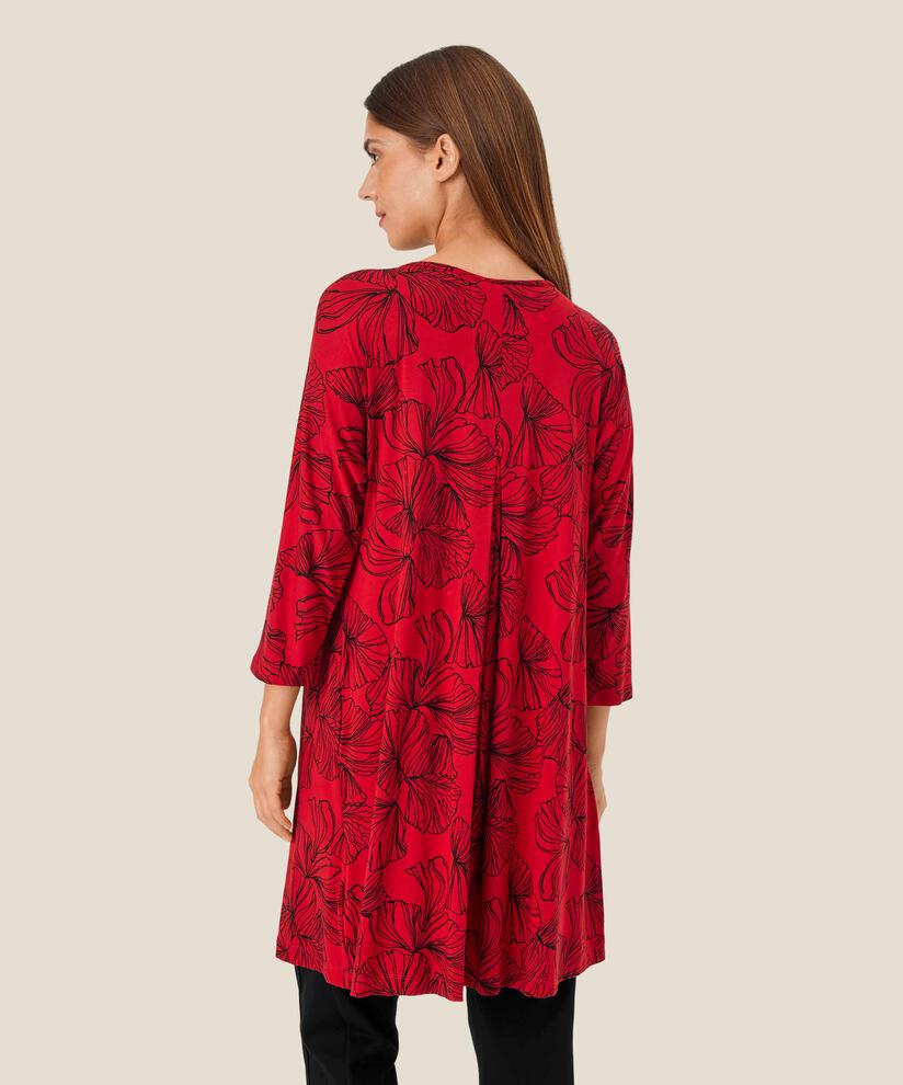 Bedruckte Jersey-Tunika mit Rundhalsausschnitt, Haute Red