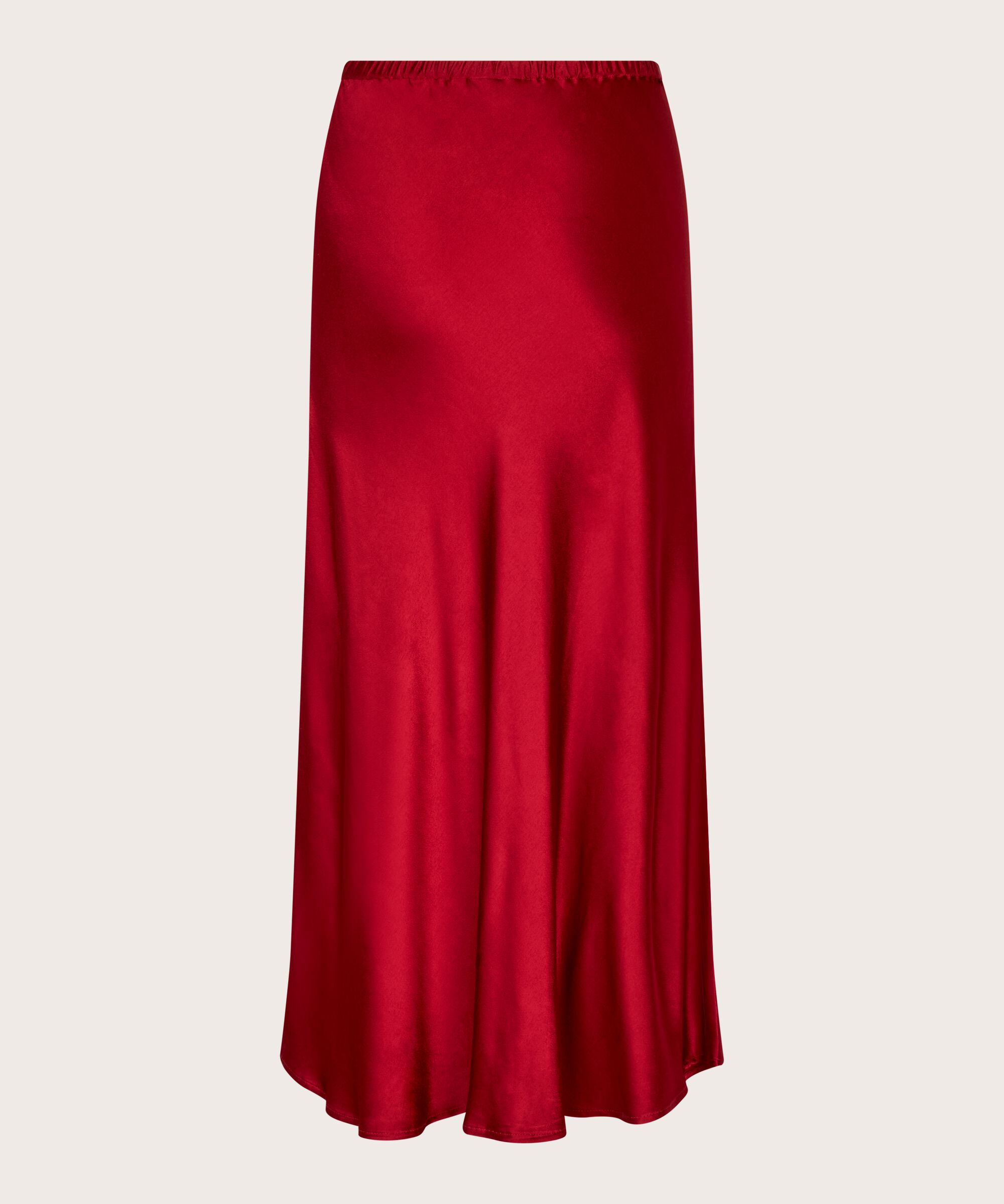 Satinrock mit schmalem Gummizug in der Taille, Red Dahlia