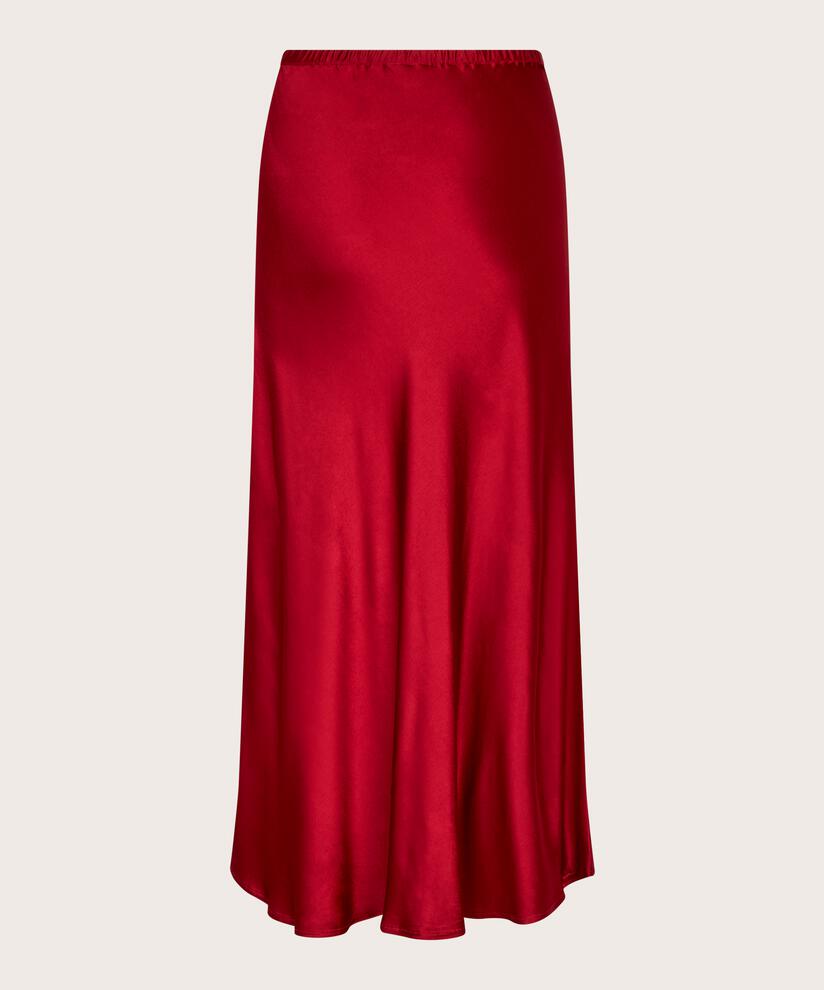 Satinrock mit schmalem Gummizug in der Taille, Red Dahlia