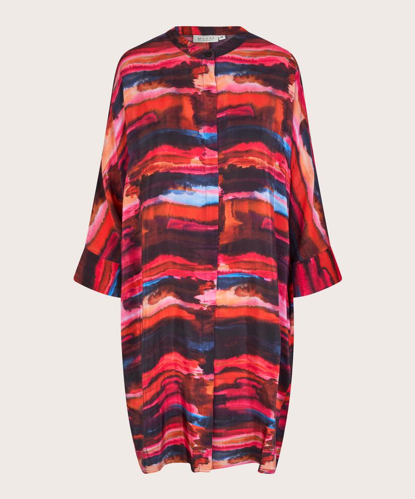 gemustertes Hemdblusenkleid aus Viskose, Sun Tomato