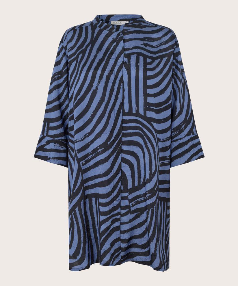 Bedrucktes Viskosehemd Mit Seitenschlitz, Bijou Blue