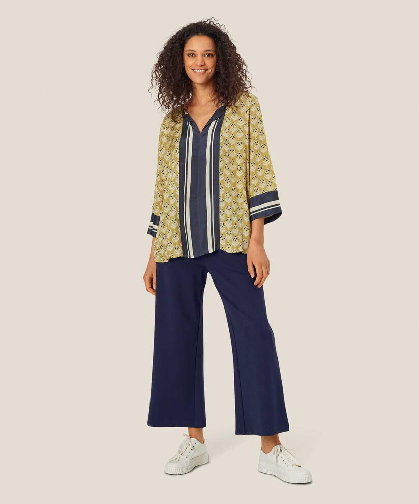 bedruckte Viskosebluse mit Schlitz am Hals, Burnish Gold