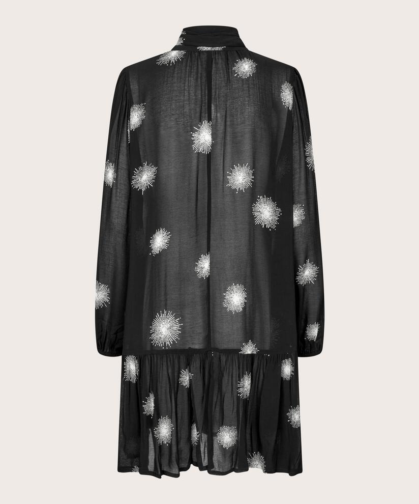 Transparente Tunika mit Bindebändern am Hals, Black