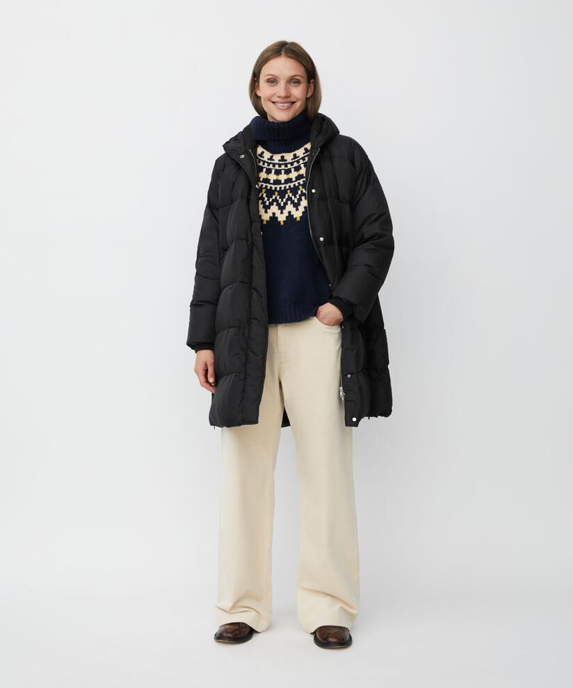 Daunenmantel Mit Kapuze, Black