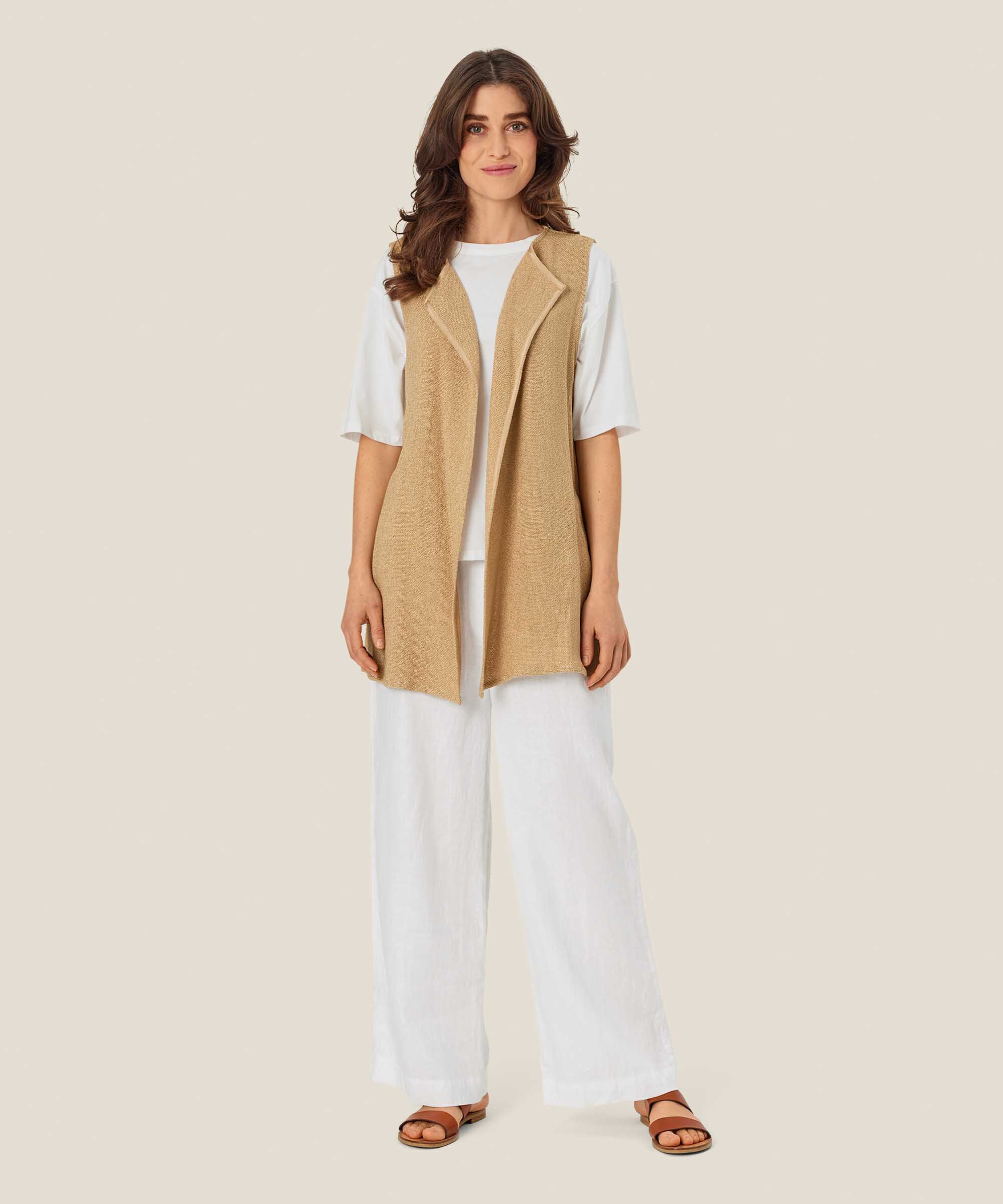 Lange, Offene Bouclé-weste, Safari