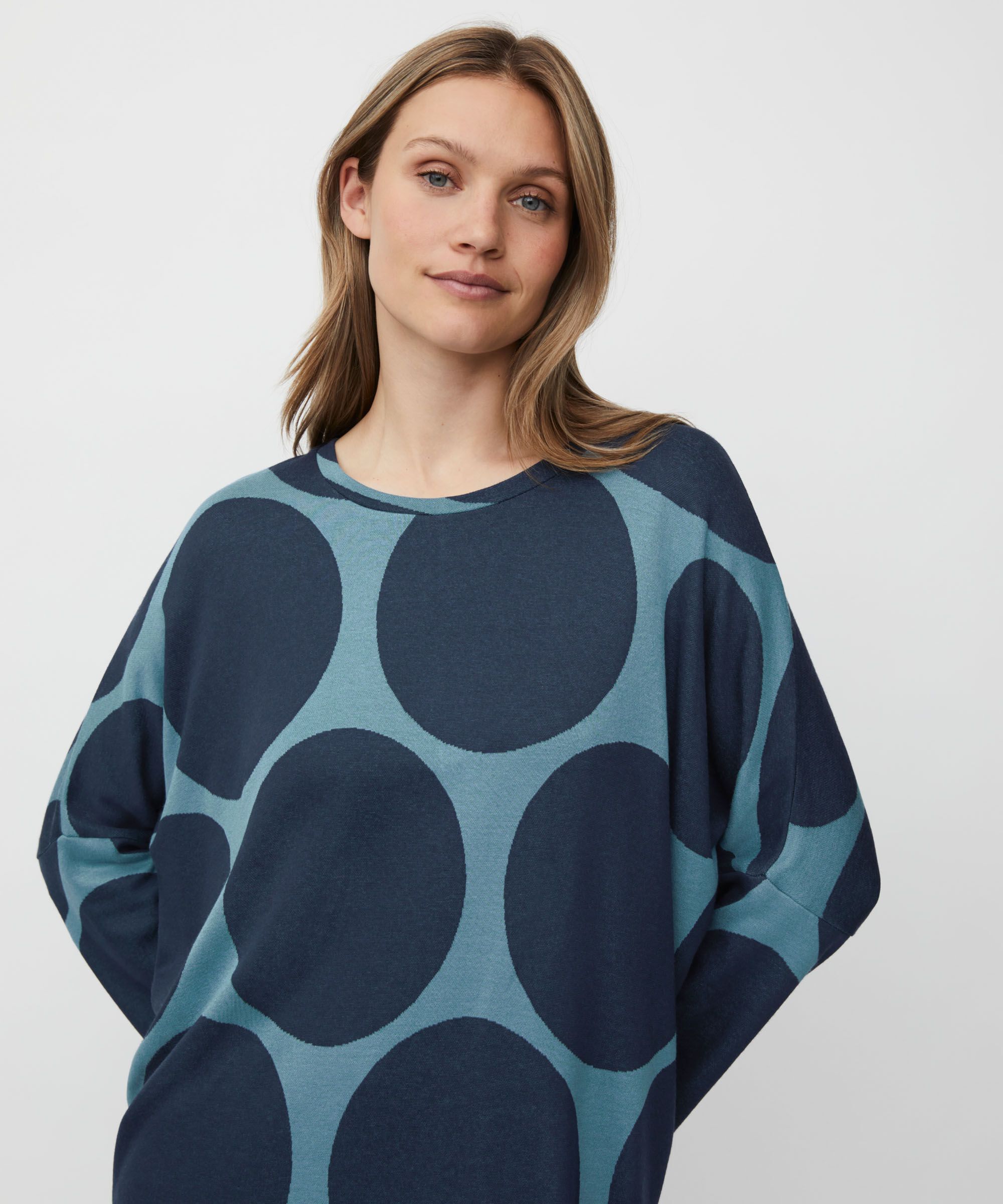 Oversize-tunika Aus Jersey Mit Schmalen Ärmeln, Proven Blue