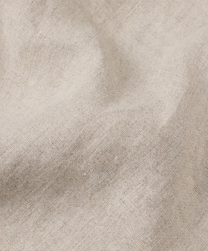 kurzärmliges Leinenkleid mit Eingrifftaschen, Natural