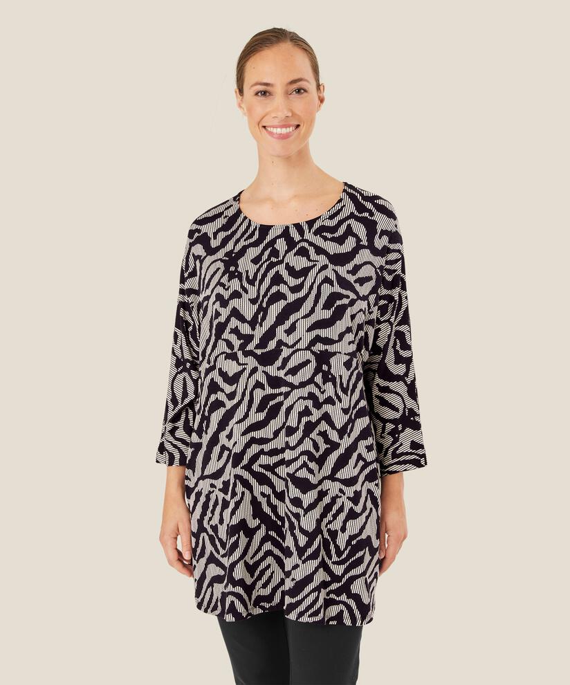 Bedruckte Tunika Mit Langen Ärmeln, Black