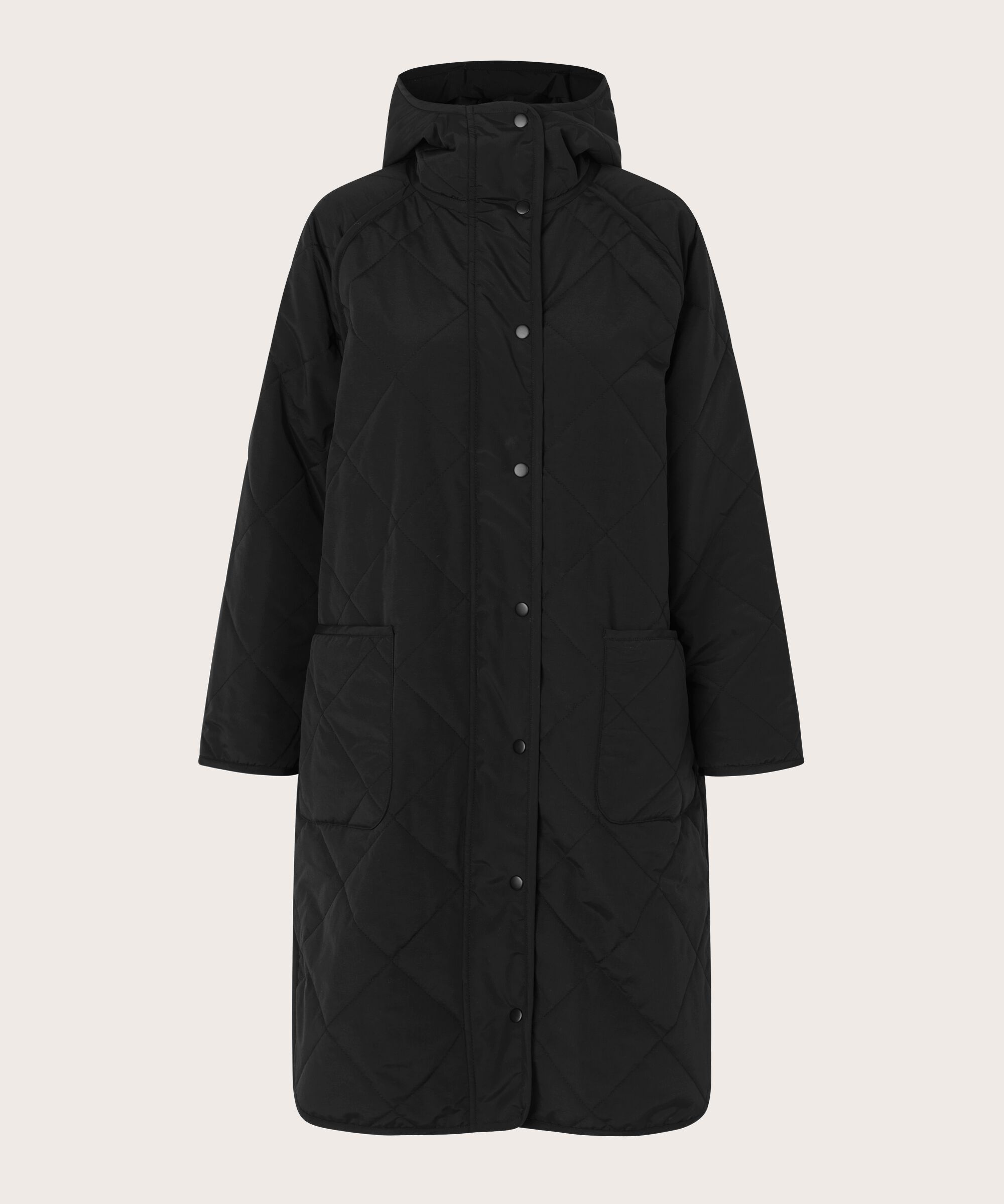 Steppmantel mit Kapuze, Black