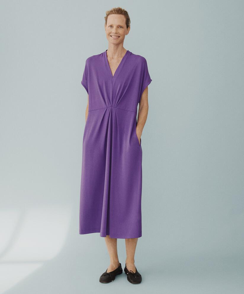 Jerseykleid mit gerafftem Detail vorne, Meadow Violet