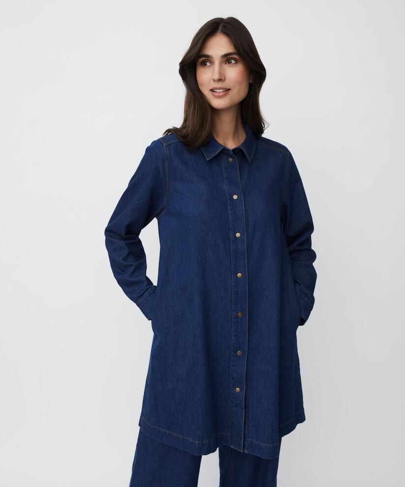weiches Jeanshemd mit Eingrifftaschen, Dark Denim