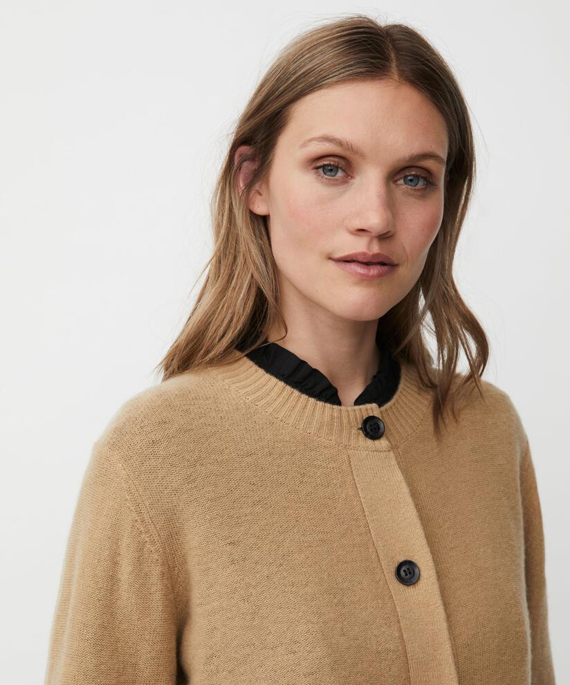 Wollcardigan mit Kontrastknöpfen, Travertine
