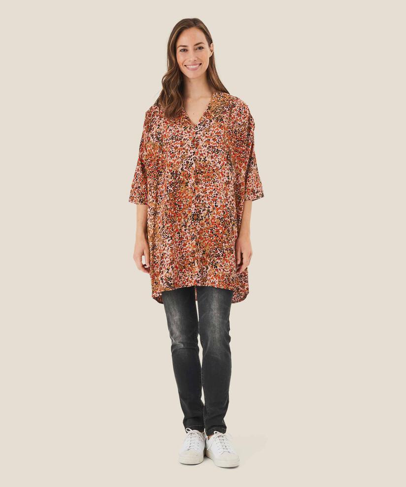 gemusterte Tunika aus Viskosesatin, Misty Rose