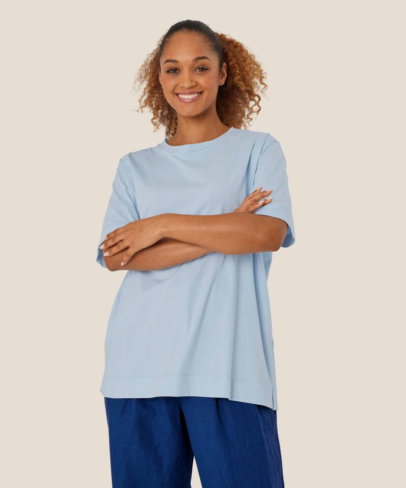 T-shirt Aus Baumwolle Mit Rundhalsausschnitt, Cel Blue