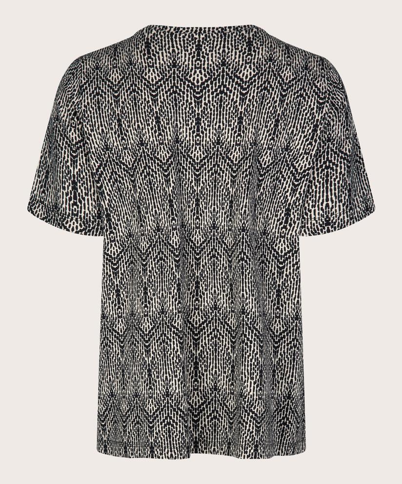 Bedrucktes T-Shirt mit V-Ausschnitt, Black
