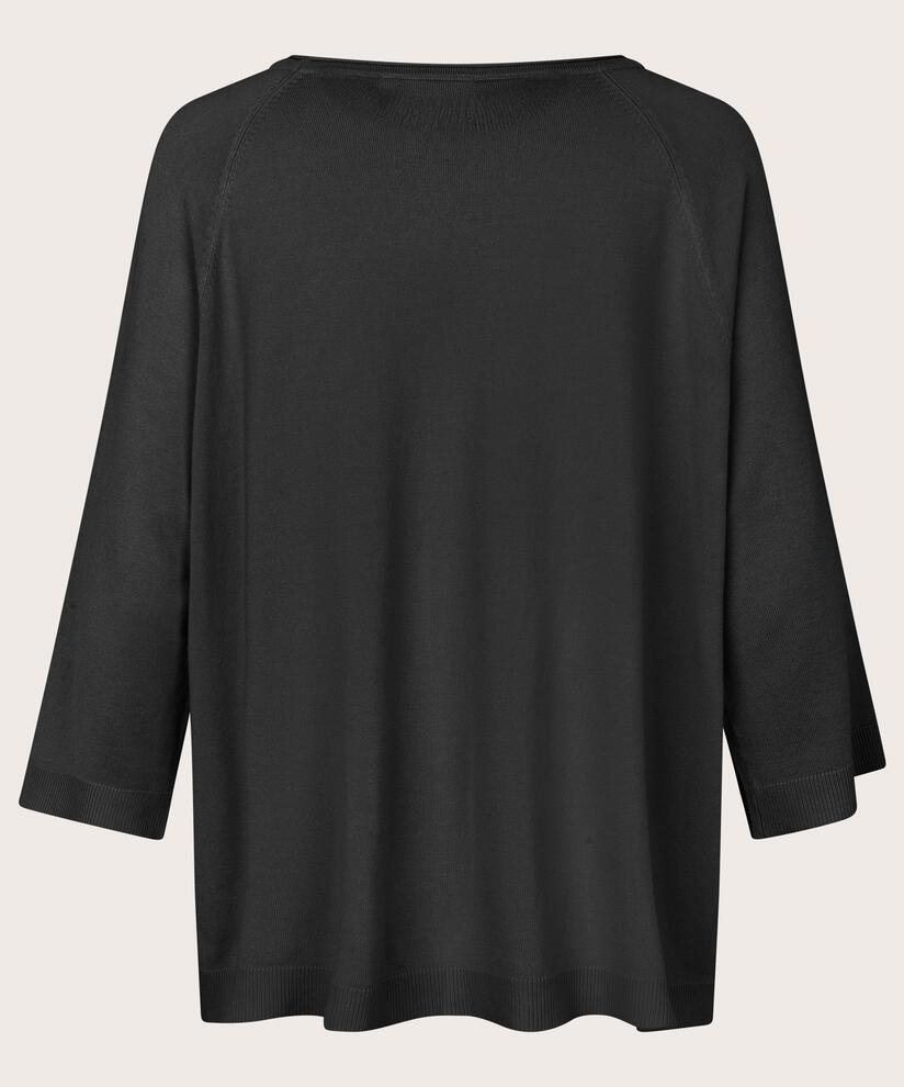 Kurzärmliger Strickpullover mit Rundhalsausschnitt, Black