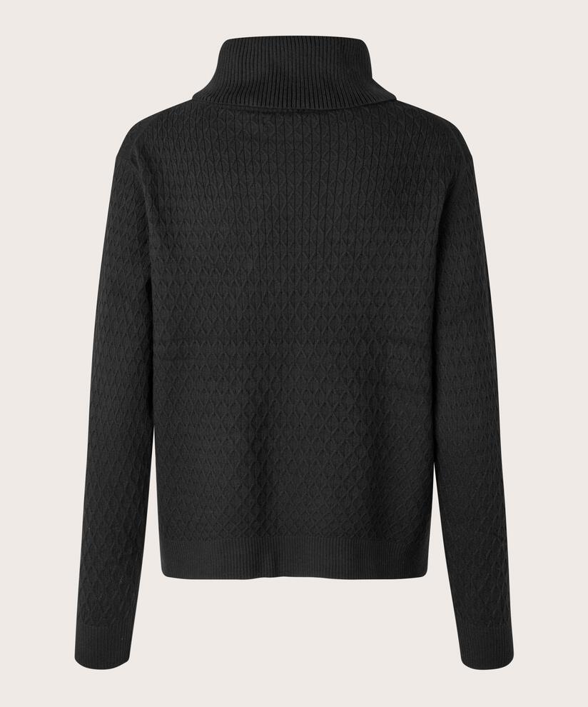 Strickpullover mit Rollkragen und Harlekinmuster, Black