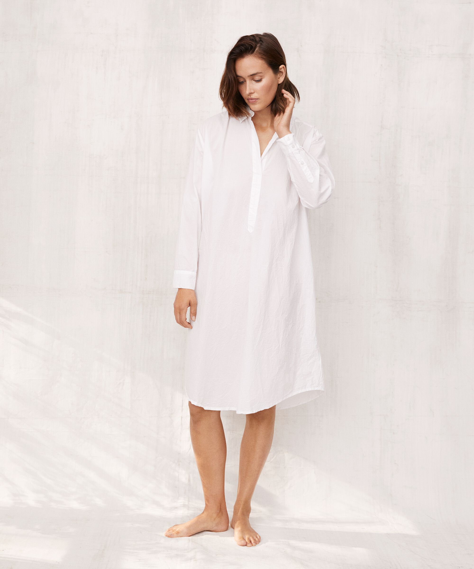 Hemdblusenkleid in Baumwollqualität, White