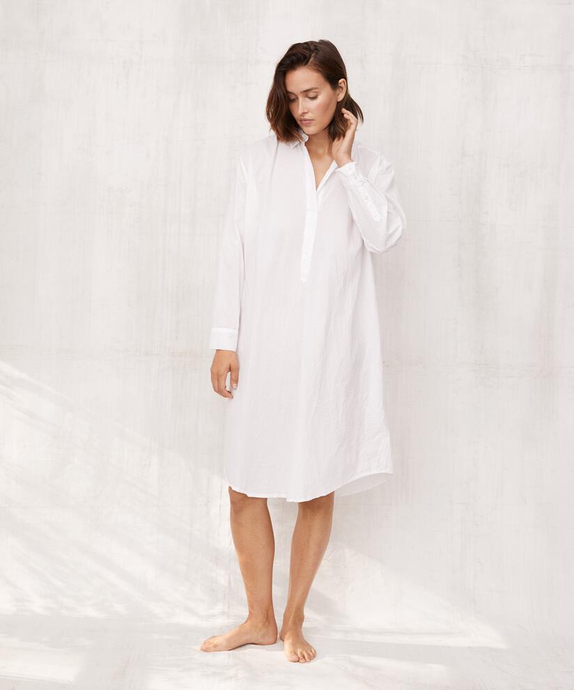 Hemdblusenkleid in Baumwollqualität, White
