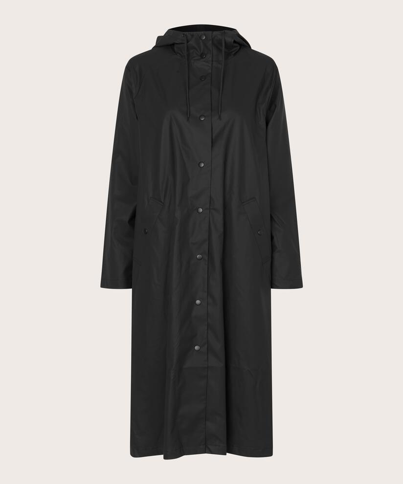 Regenmantel mit verstellbarer Kapuze, Black