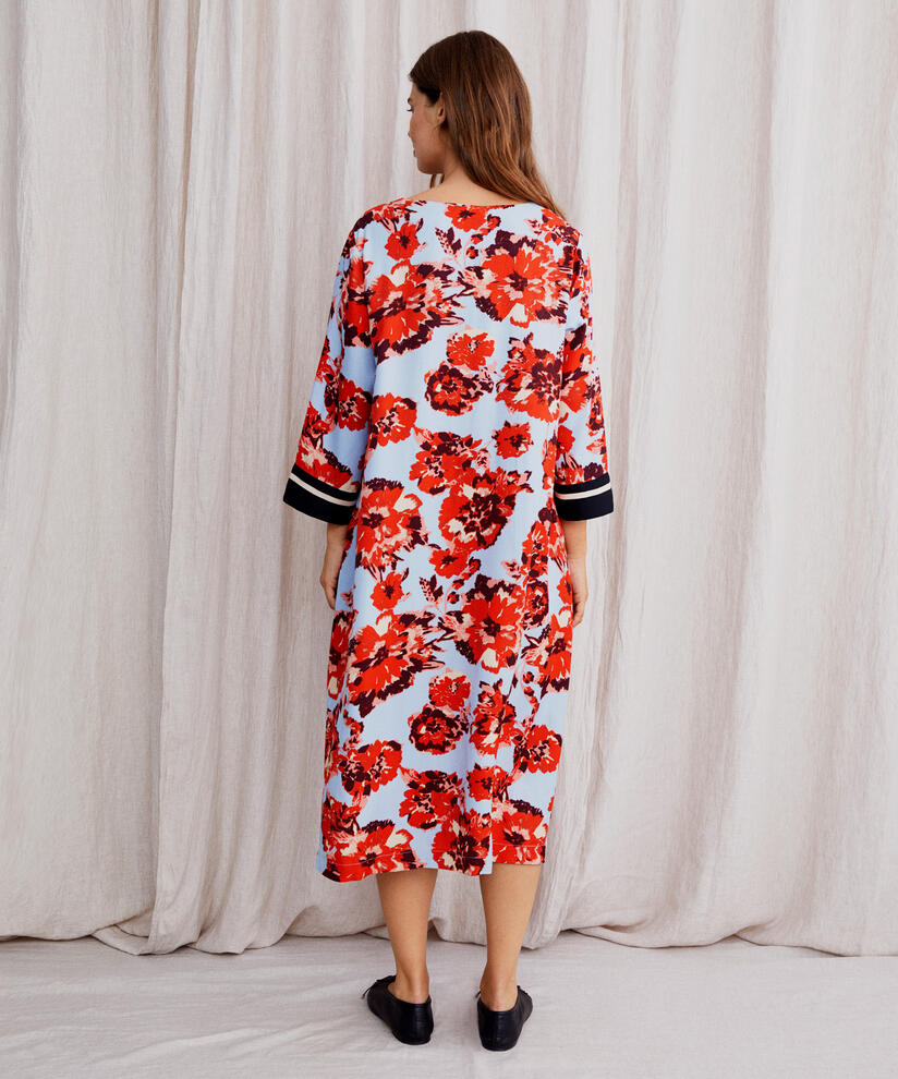 Viskosekleid mit V-Ausschnitt und abnehmbarem Gürtel, Orange com