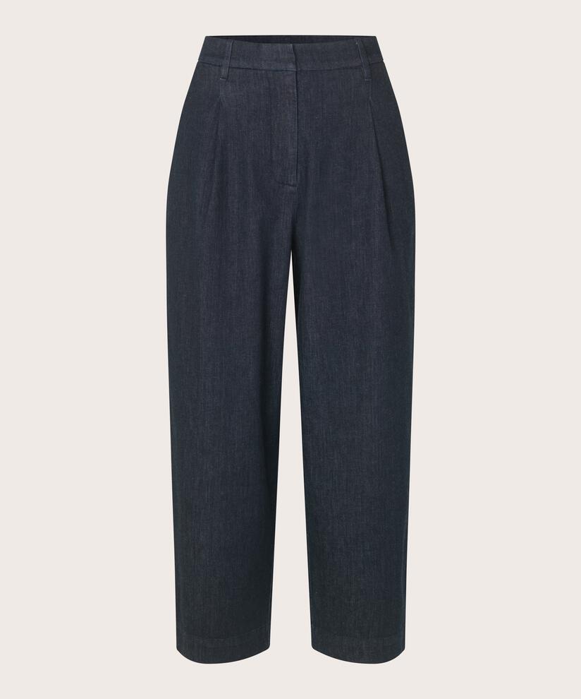 hoch taillierte Jeanshose, Dark Denim