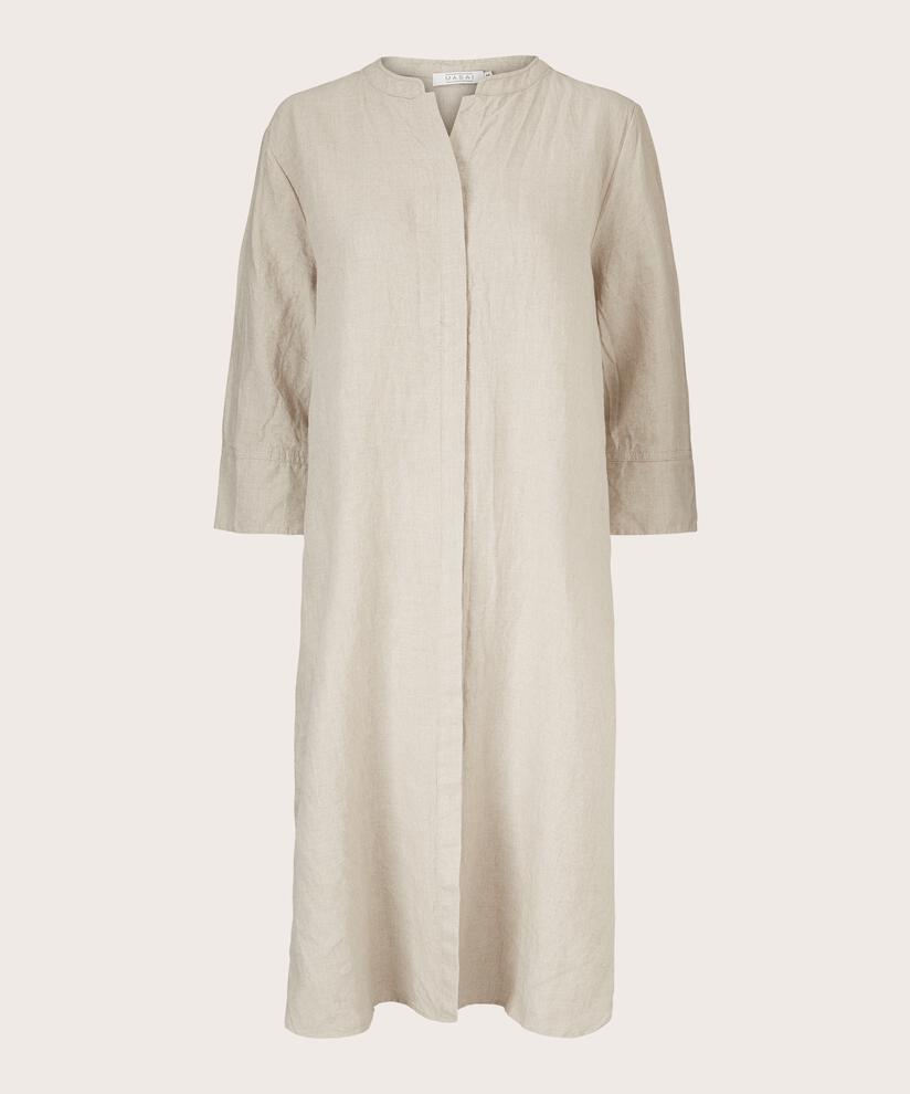 Hemdkleid aus Leinen mit Dreiviertelärmeln, Natural