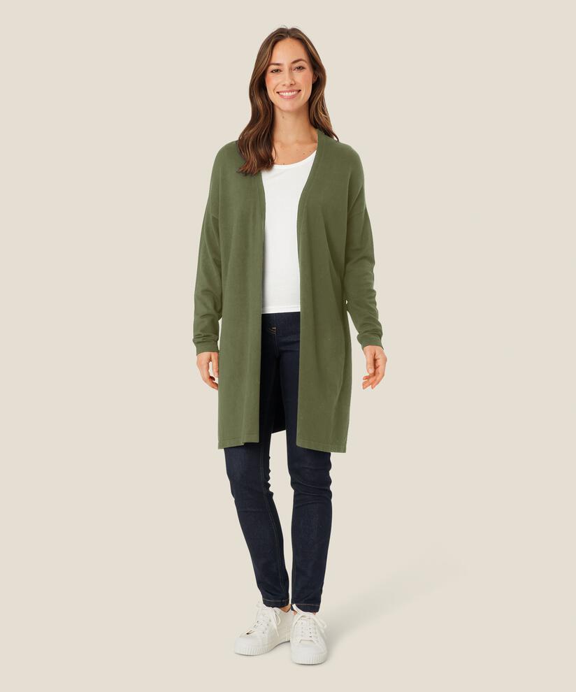 Feinstrick-cardigan Mit Geradem Schnitt, D. Lichen Green