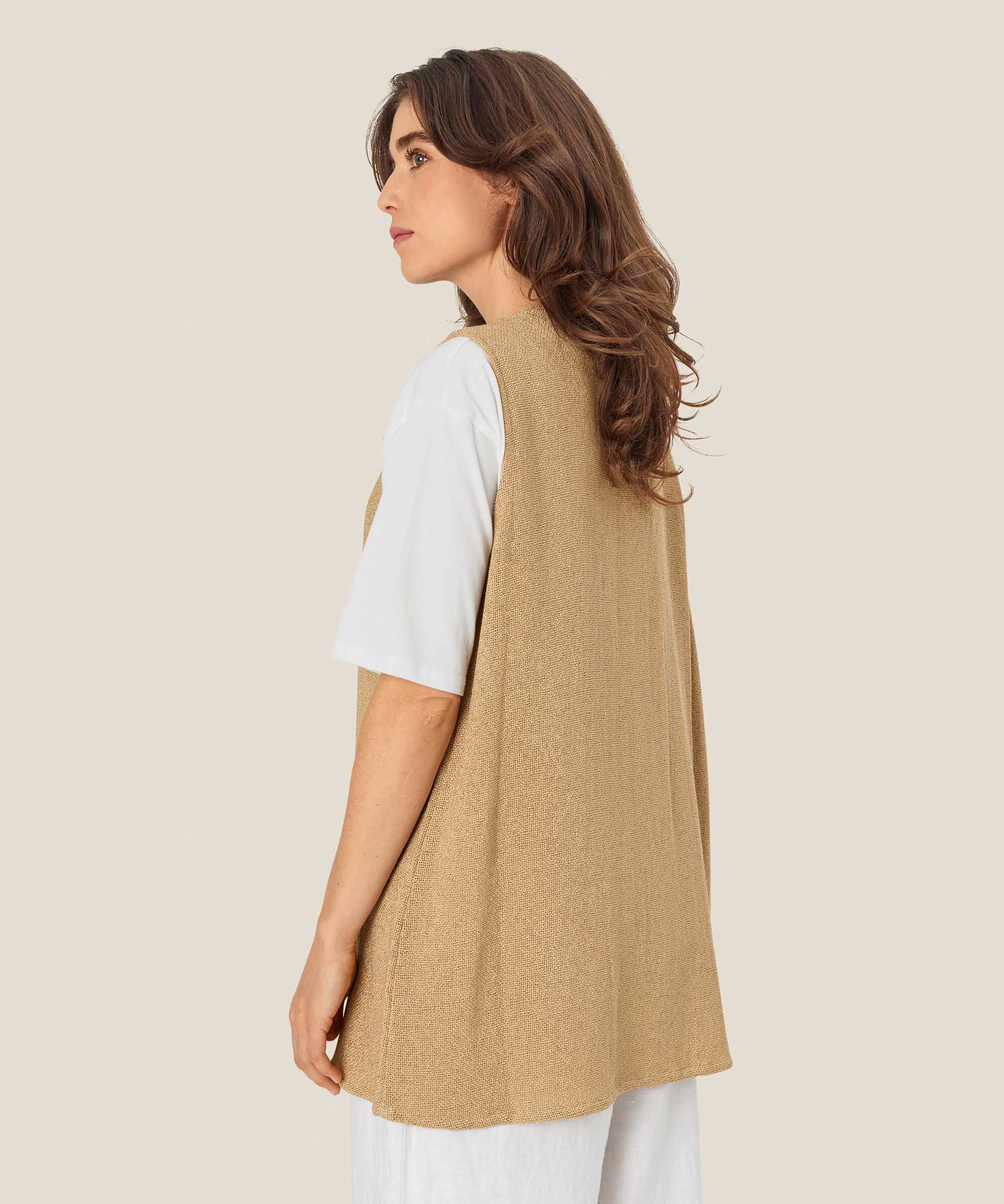 Lange, Offene Bouclé-weste, Safari