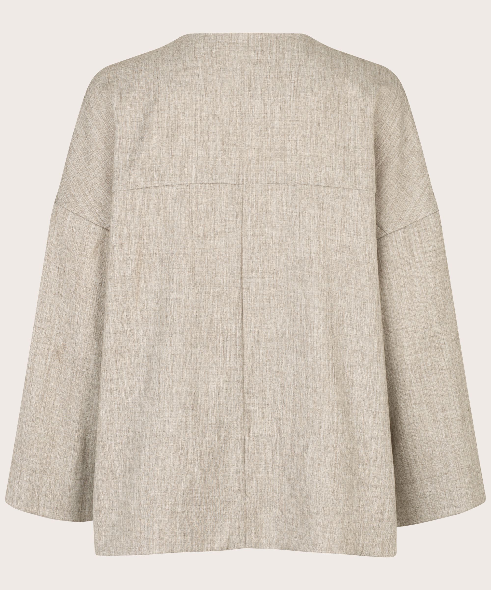 Jacke mit Taschen und versteckten Knöpfen, Beige melange