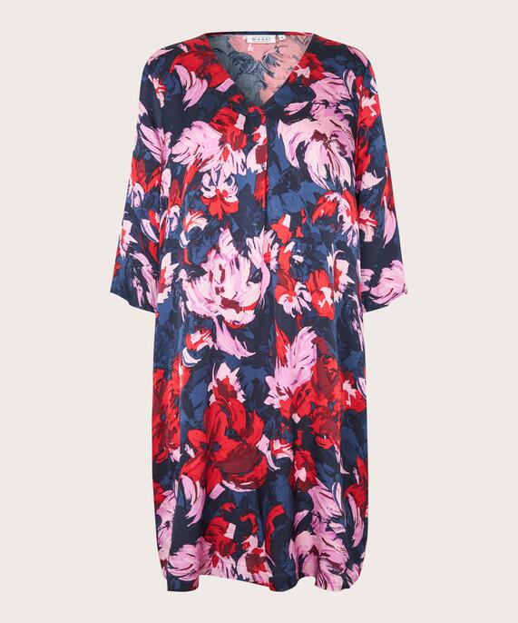 Kleid aus glänzender Viskose mit Eingrifftaschen, Scarlet Sage